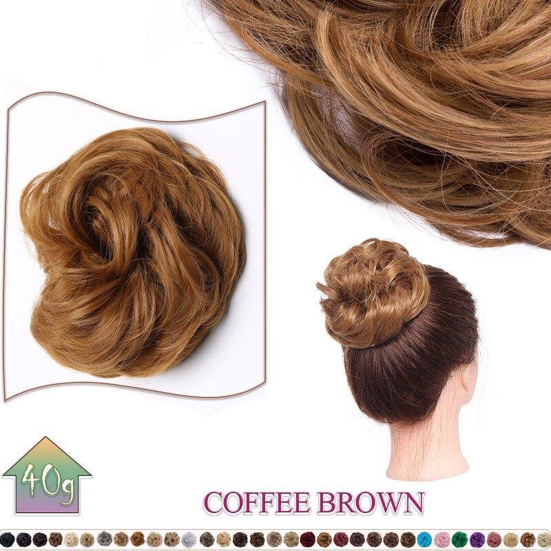 Curly Messy Bun Hair Extension Scrunchie Natural Updo Thick Human Hair
