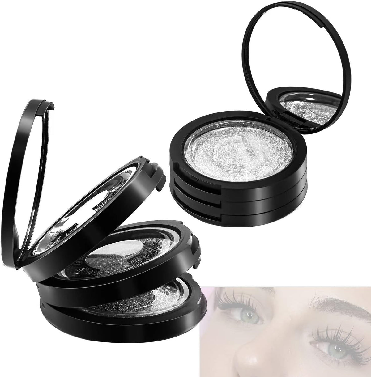 3-Layer Eyelash Storage Box with Mirror - 2 Pack, Compact and Durable