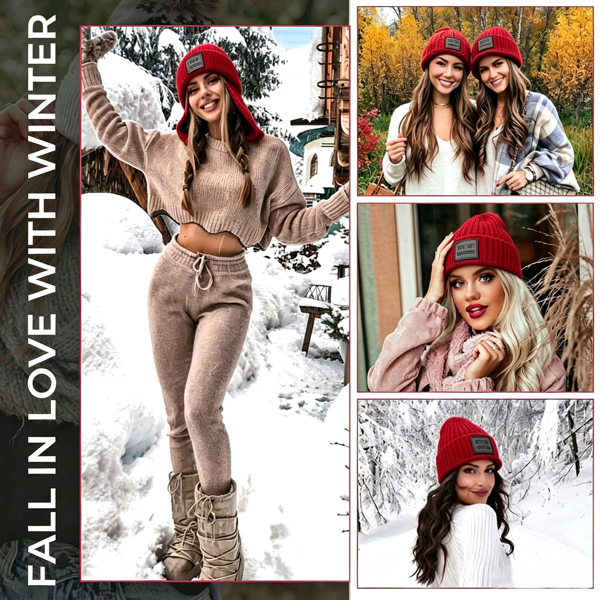 Winter Beanie Hat with Attached Hair Water Wave Style - Multiple Colors