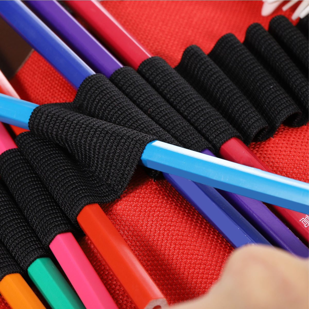 24 Slots Roll Up Pencil Case - Oxford Cloth Storage Pouch for Art & Office Supplies - Blue