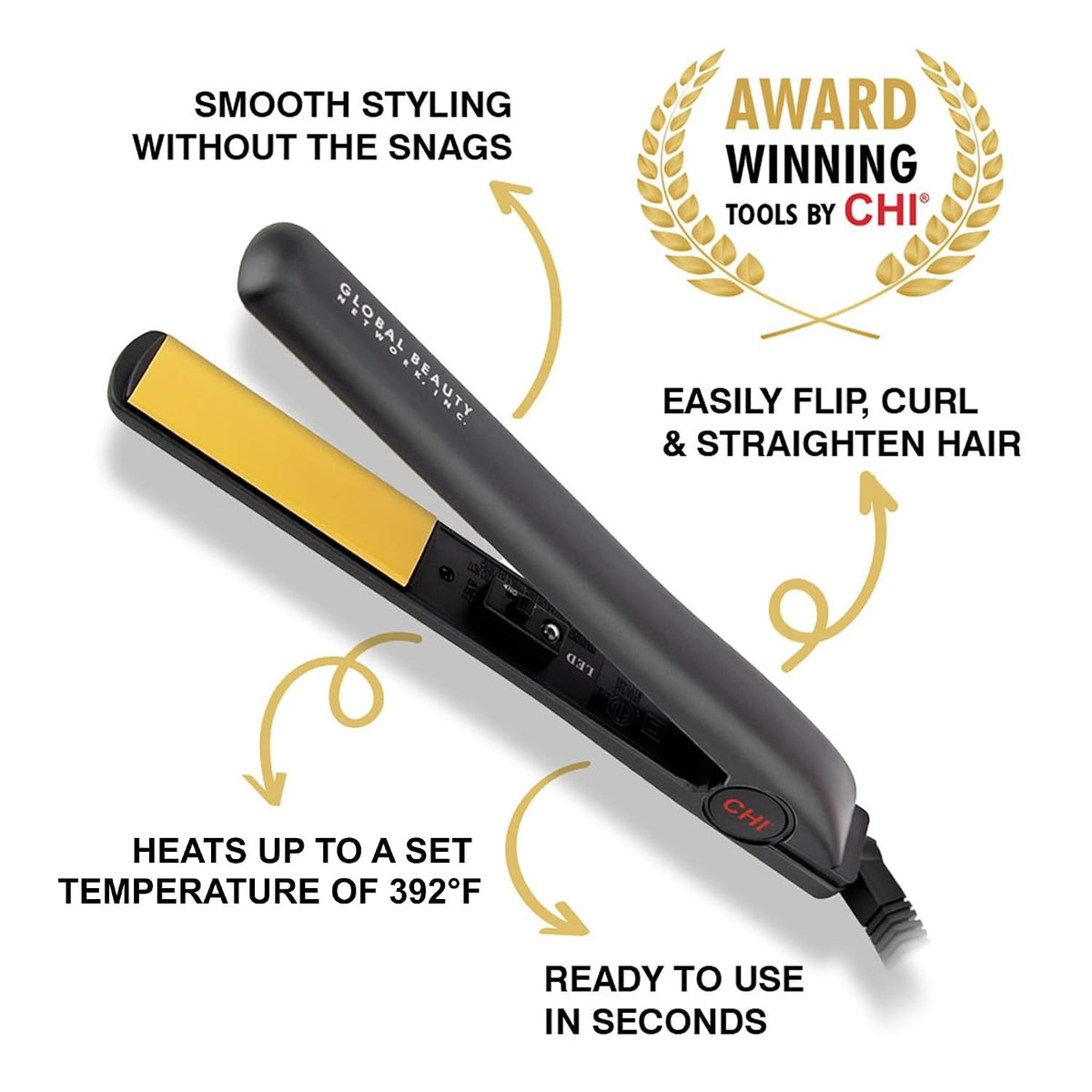 Ceramic Flat Iron for Hair Styling 1-Inch Plate - Adjustable Heat