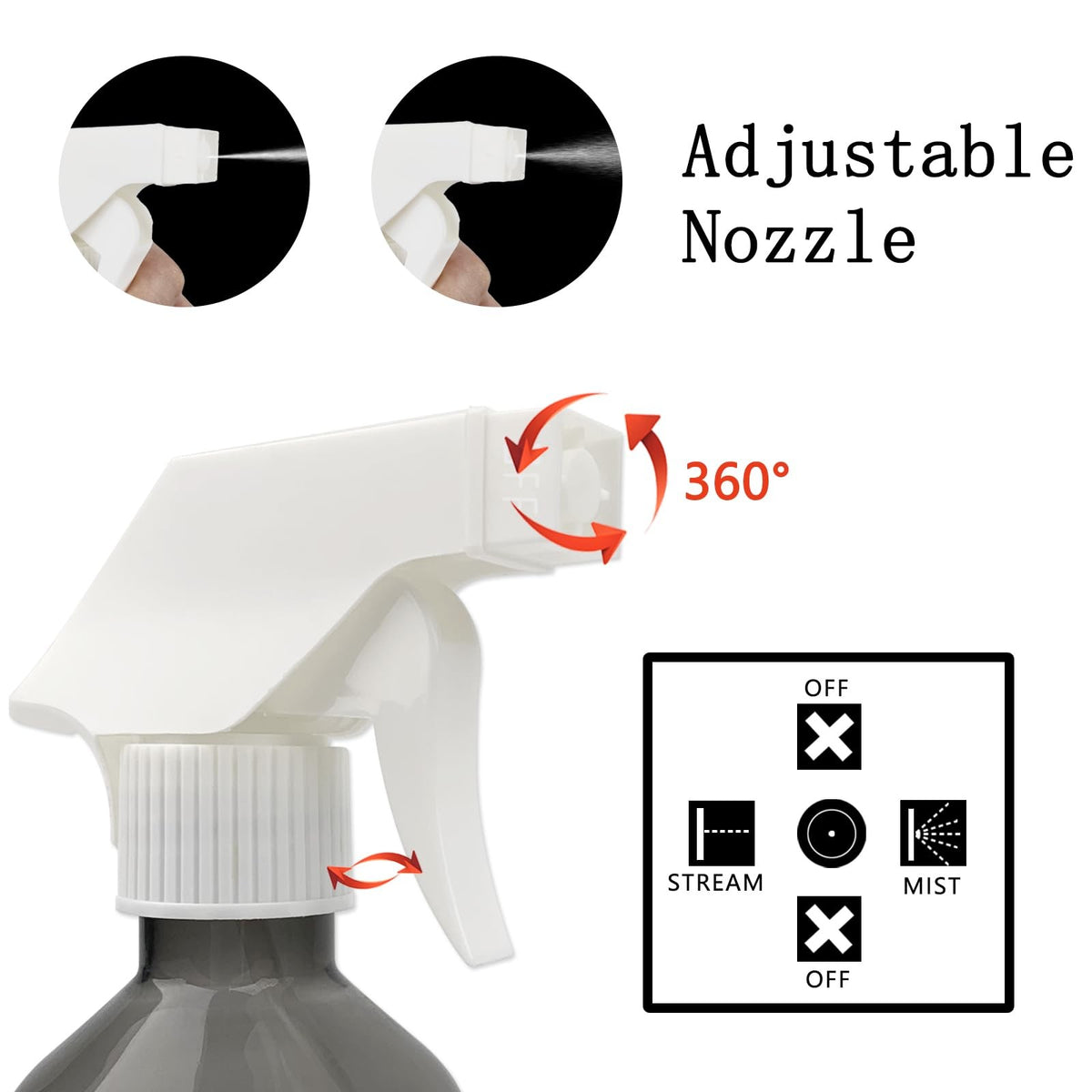10oz Plastic Spray Bottles with Adjustable Nozzle for Disinfectants & Cleaning