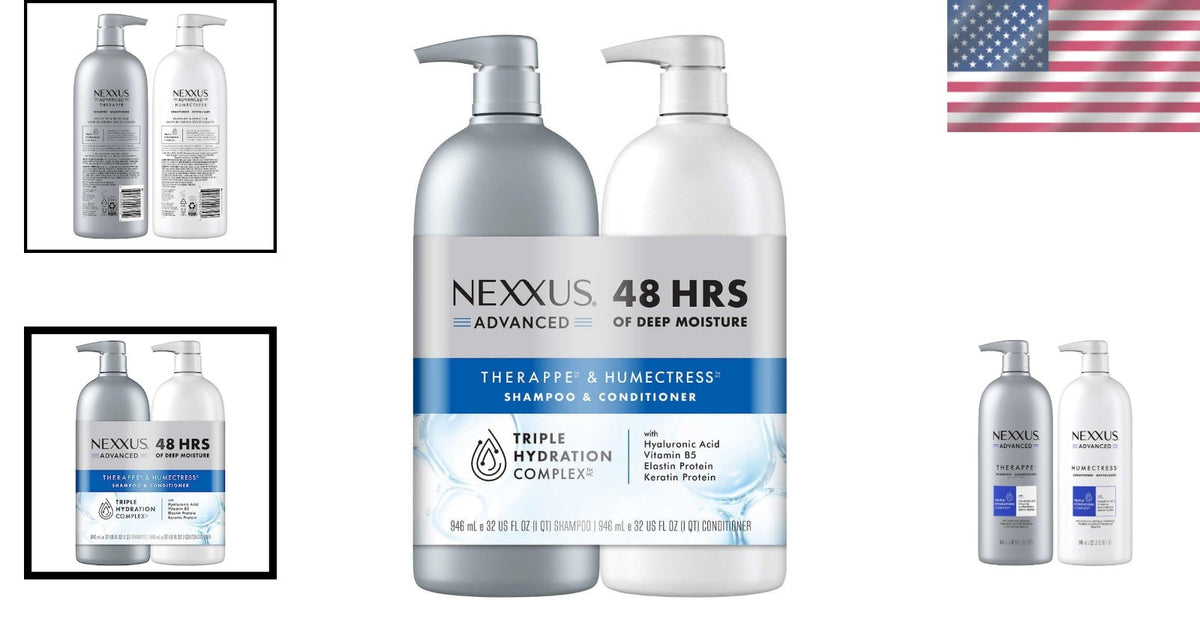 Hydrating Shampoo & Conditioner Set - 32 Fl Oz Pack of 2 for Deep Moisture