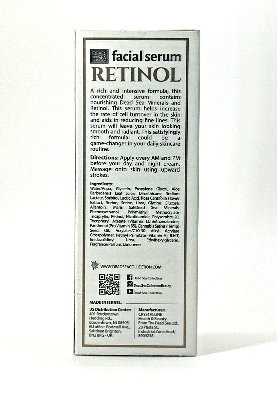 Retinol Facial Serum with Dead Sea Minerals for Anti-Aging & Firming 1.69 oz