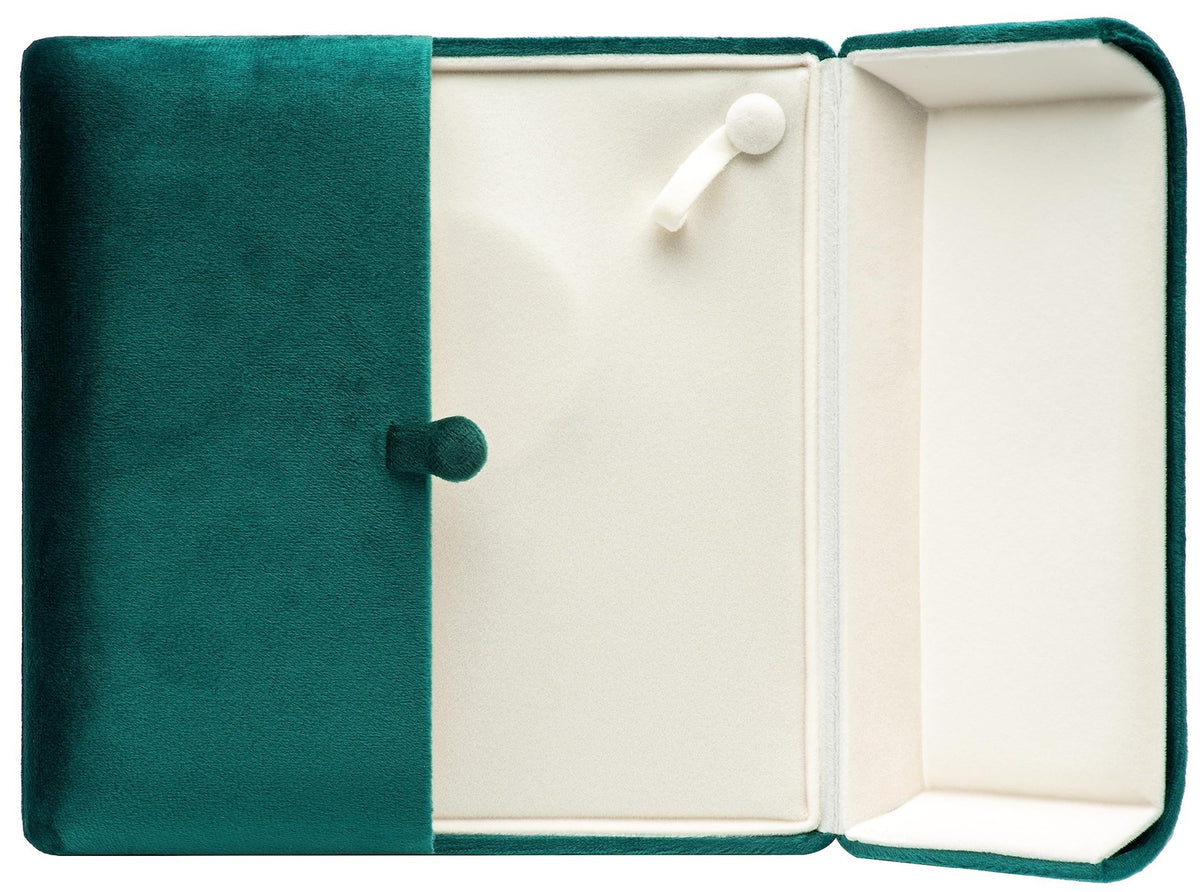 Velvet Jewelry Gift Box for Pearl Necklaces - Green, 7.1 x 7.1 x 1.5 Inches