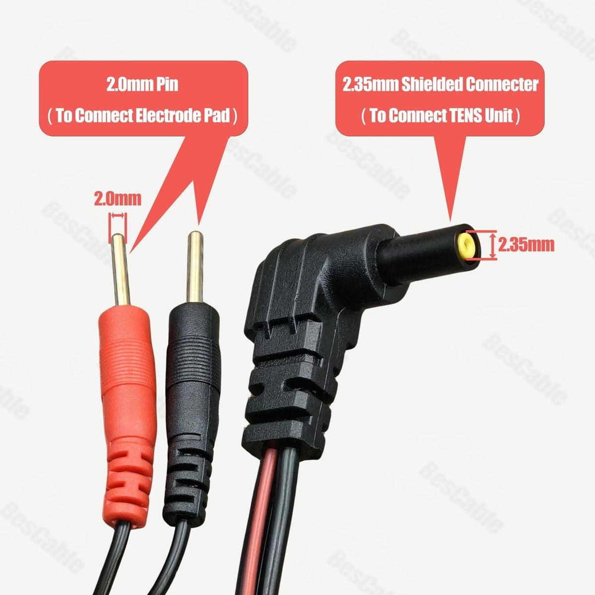 TENS Unit Lead Wires 3-Pack - 2mm Pin Connector
