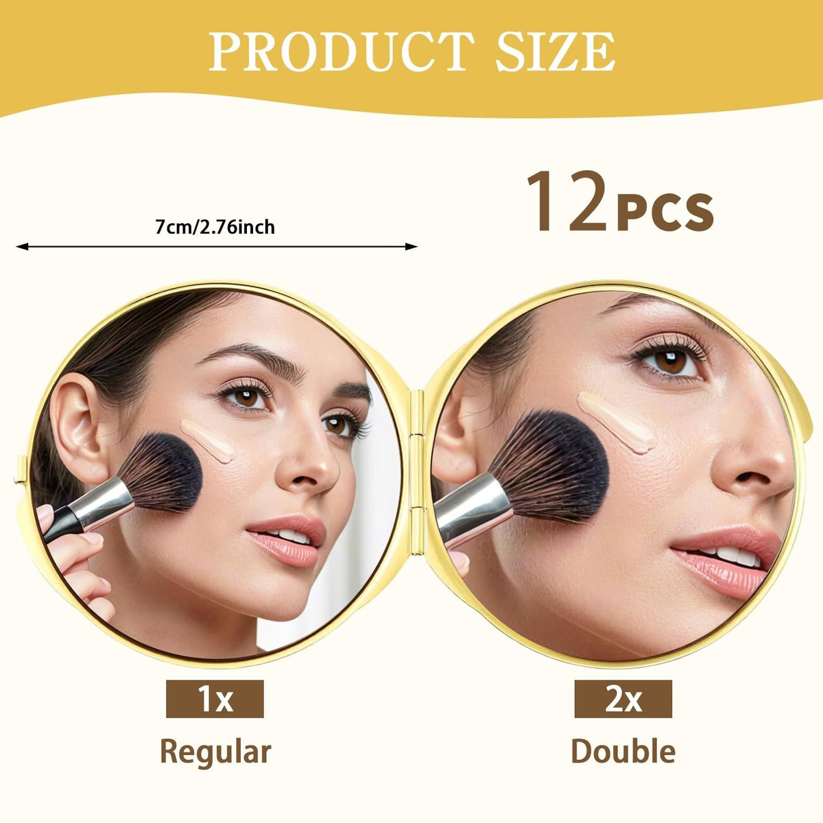 12 Pack Portable Folding Compact Mirrors with Storage Bag - Double Sided Travel Makeup Mirrors for Women