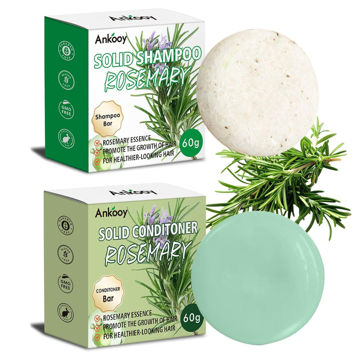 Rosemary Oil Shampoo and Conditioner Bars - 4 Pack