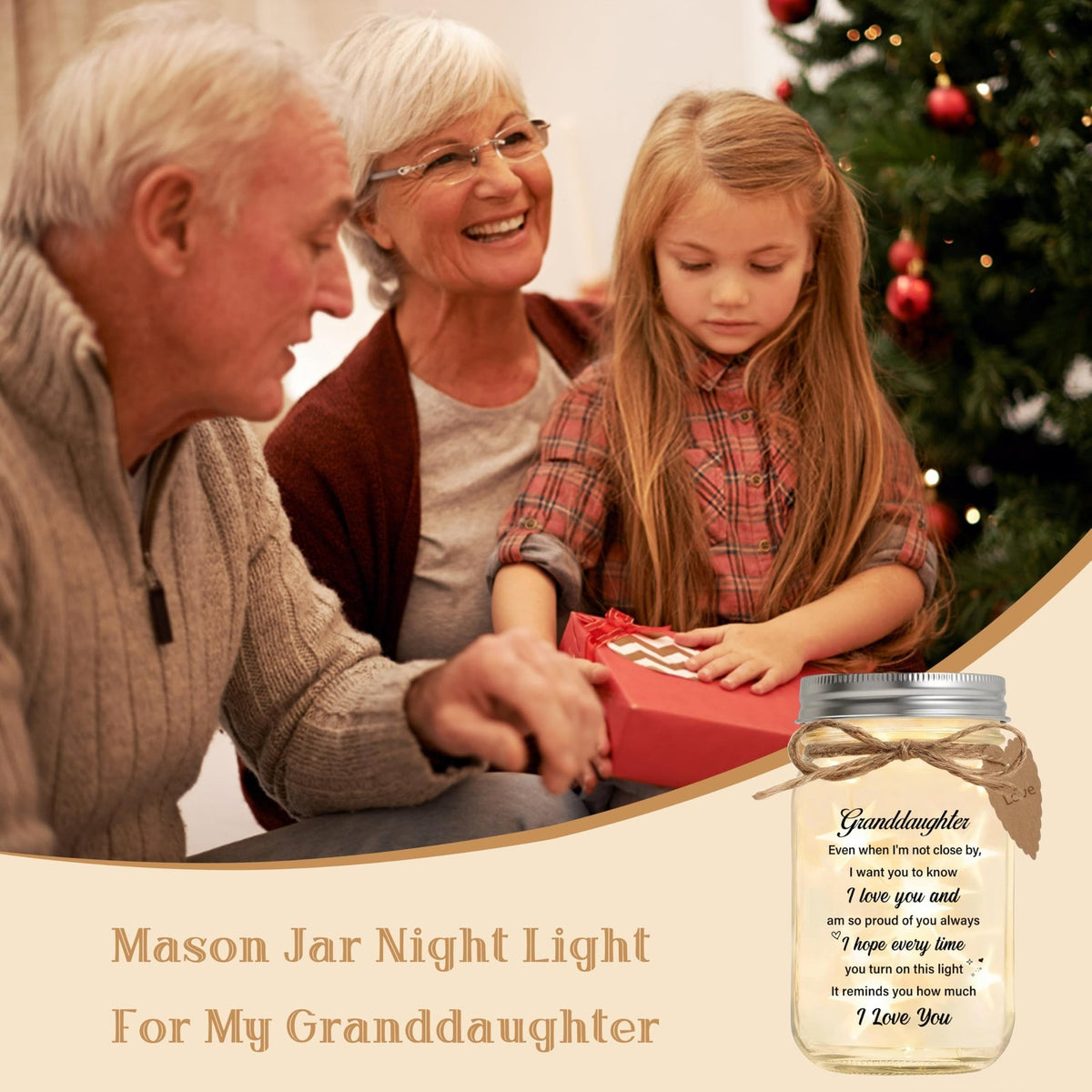 Mason Jar Night Light for Granddaughter - Unique Glass Decor with Star Effect