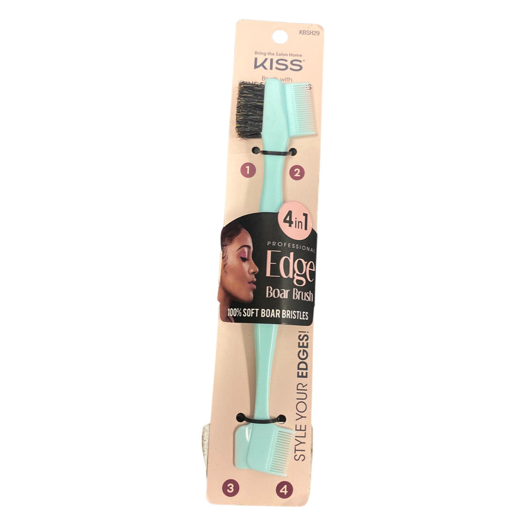Hair Edge Brush with 100% Boar Bristles - 4 in 1 Fine Hair Comb & Spatula