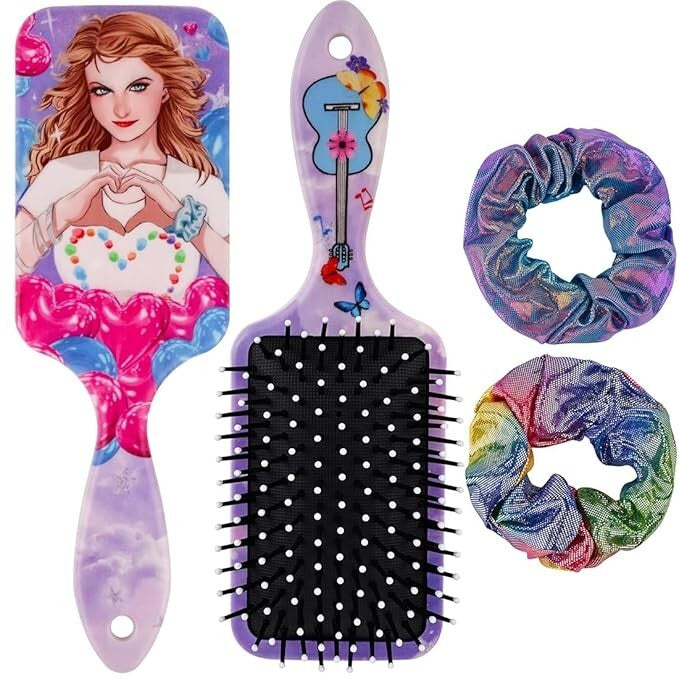 Taylor Girls Pop Singer Inspired Hair Brush with Scrunchies - USA Seller Fast Ship