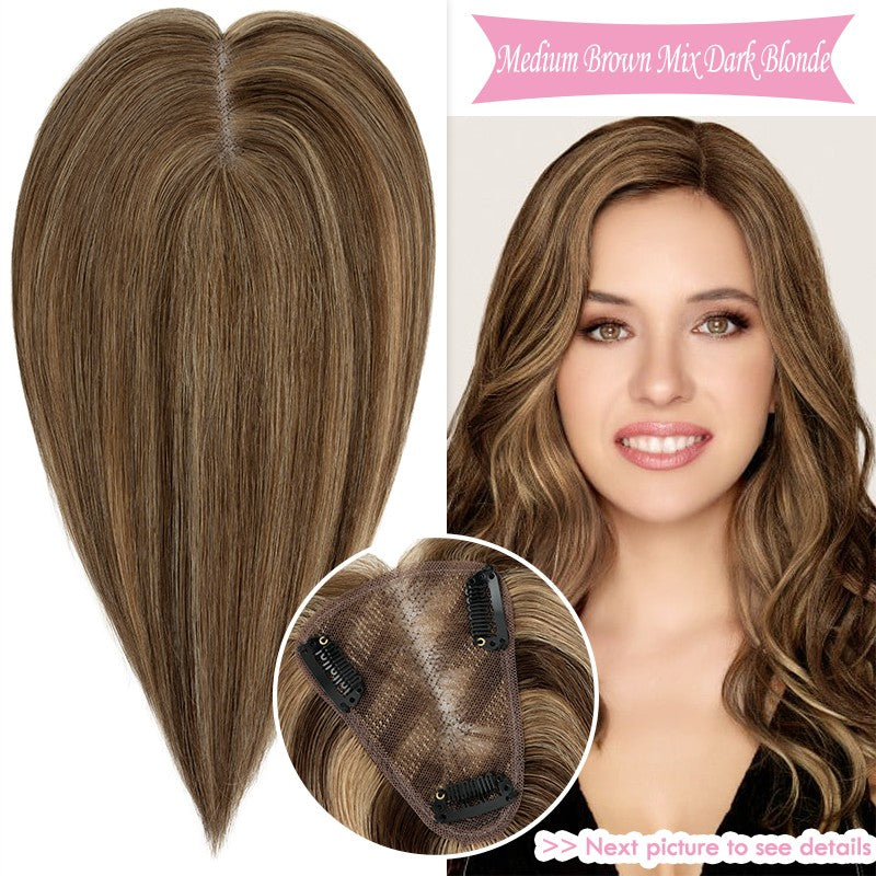 Remy Human Hair Topper Clip-In Lace Base Hairpiece for Women - Multiple Variants