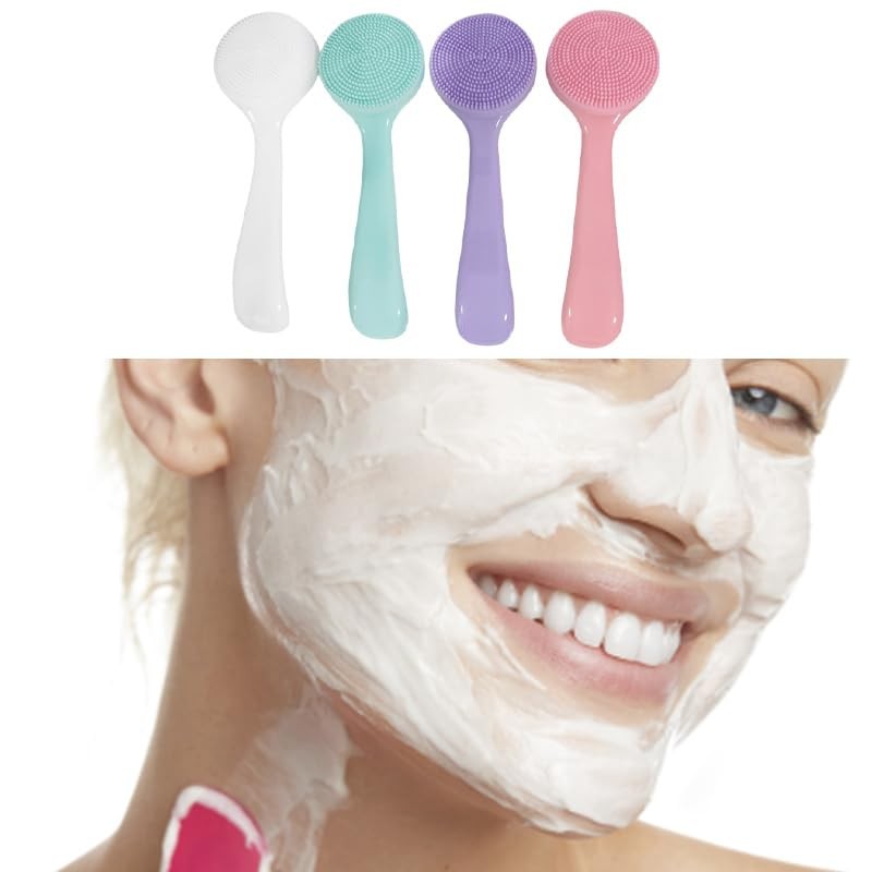 Silicone Facial Cleansing Brush Set - 4 Colorful Manual Face Scrubbers for Skin Care