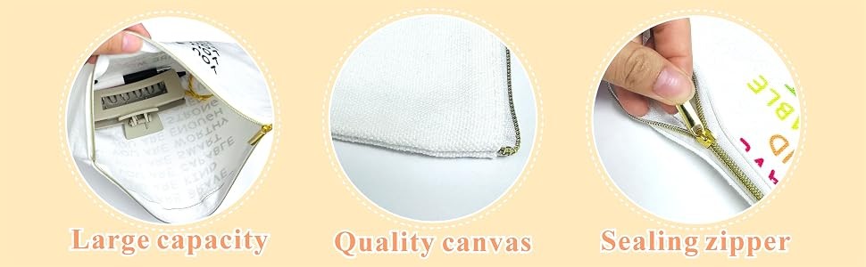 Canvas Cosmetic Bags Set - Cotton Makeup Bags for Travel & Daily Use