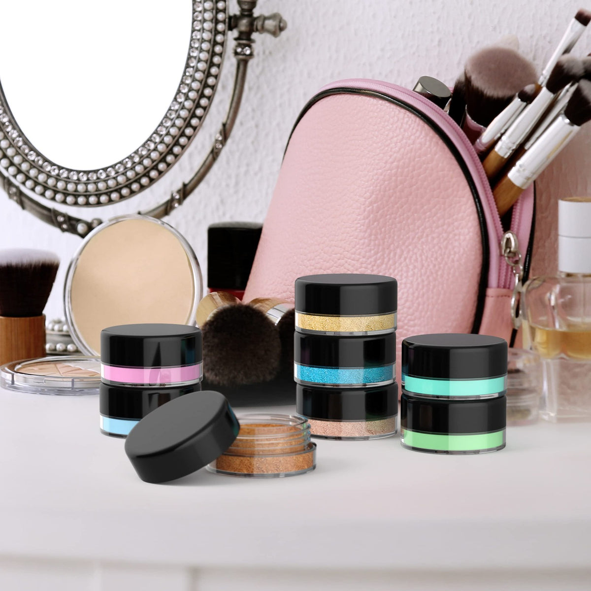 Mini Sample Containers with Lids - 3g Acrylic Jars 50 Pack for Cosmetics & Storage