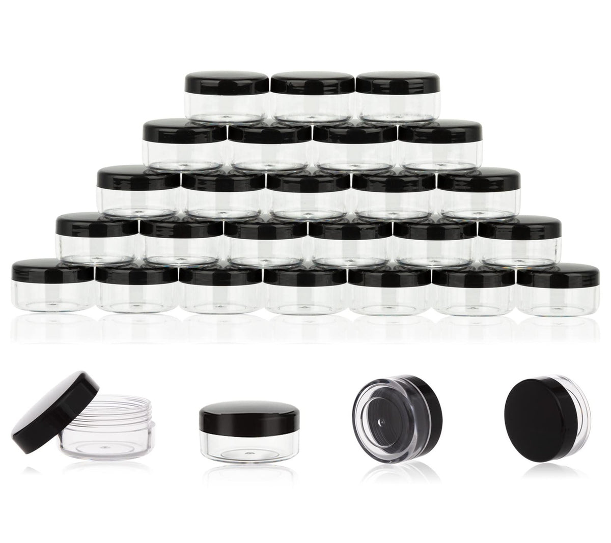 40 Black Refillable Cosmetic Sample Containers 10g with Lids