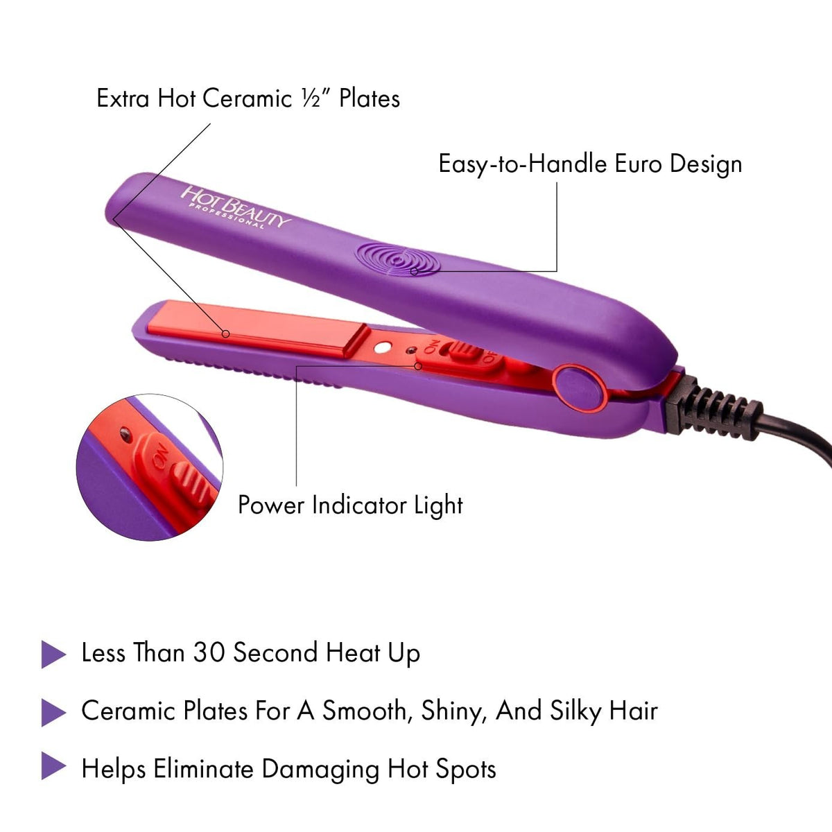 Mini Ceramic Flat Iron 1/2 Inch - Travel Hair Straightener & Curling Iron