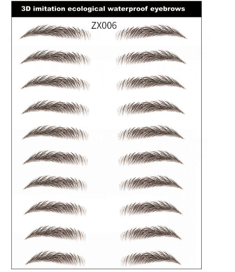 Waterproof Microblading Eyebrow Stickers - Natural Brown 10 Pairs, Fake Tattoo Makeup