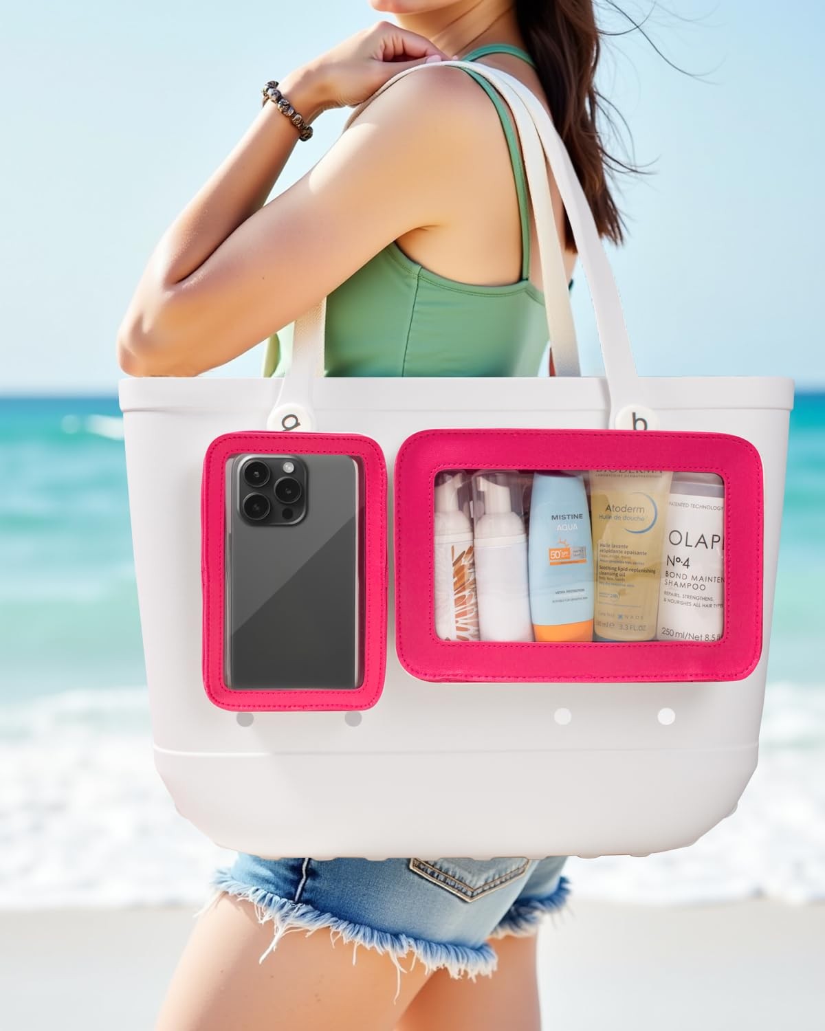 Clear Beach Tote Bag Organizer Inserts - Waterproof Travel Toiletry Pouch Set