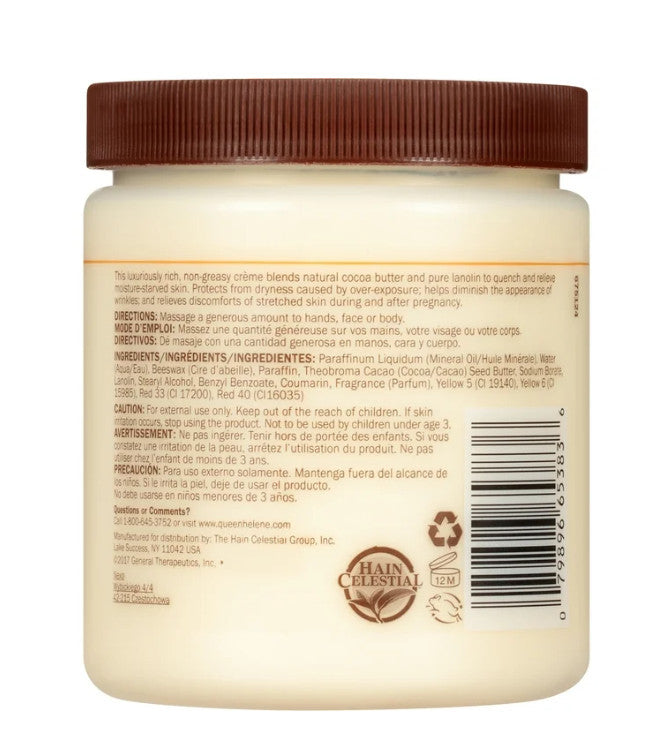 Queen Helene Cocoa Butter Crème Face & Body Lotion for Dry Skin, 15 oz