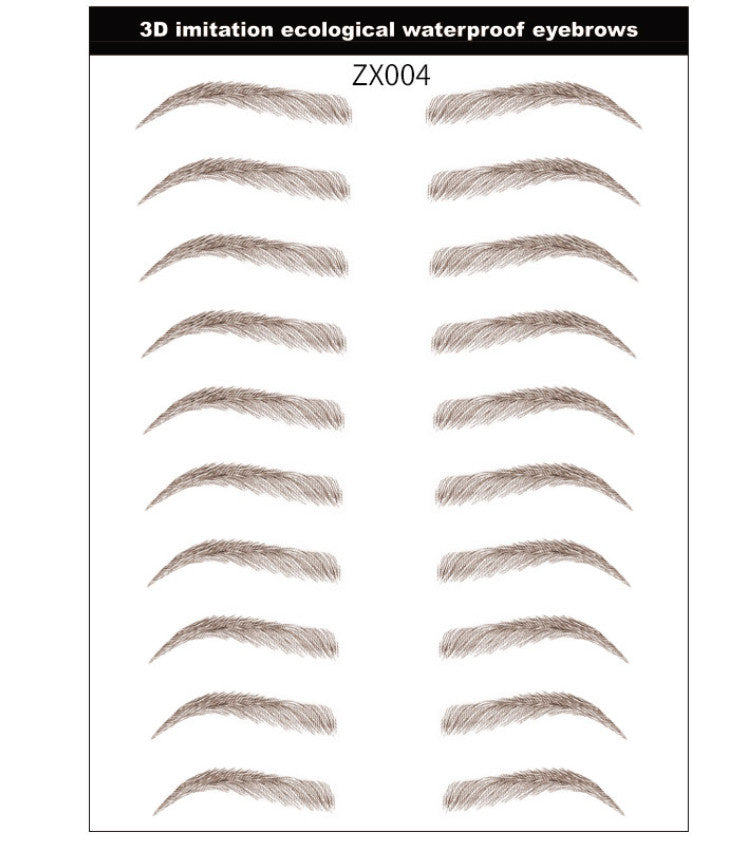 Waterproof Microblading Eyebrow Stickers - Natural Brown 10 Pairs, Fake Tattoo Makeup