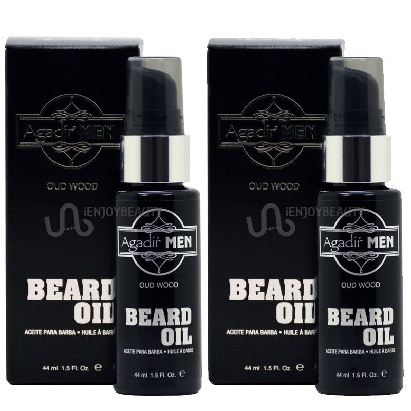 Men's Beard Oil with Argan & Oud Wood - Nourishing 1.5 Oz. Pump (2 Bottles)