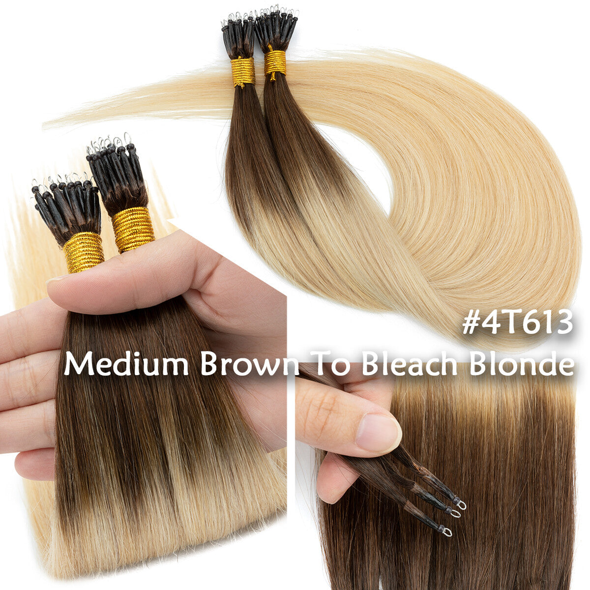 Nano Ring Hair Extensions 100% Human Remy Micro Loop Beads - Multiple Colors & Lengths