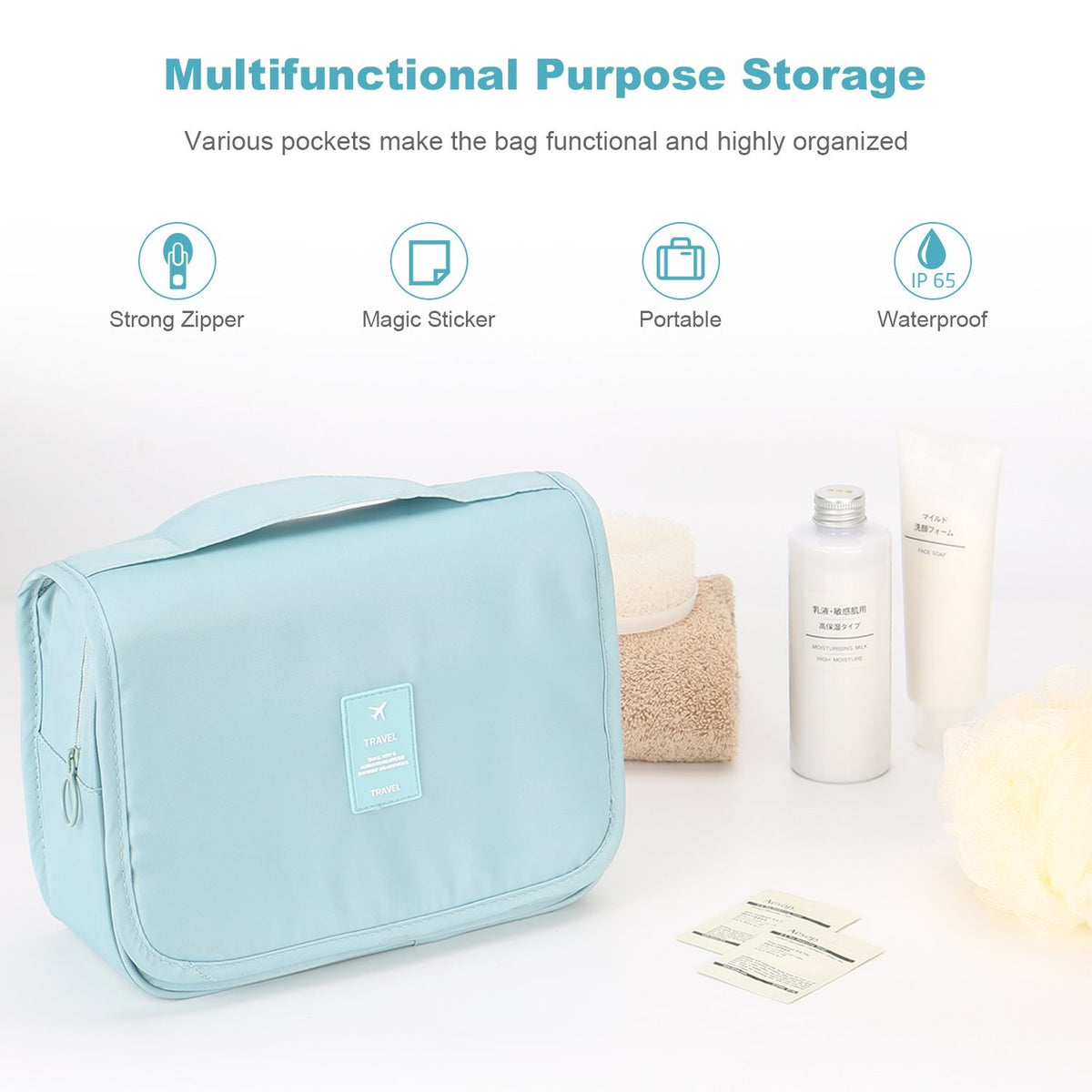 Large Hanging Toiletry Bag with Multiple Compartments Travel Organizer for Men & Women