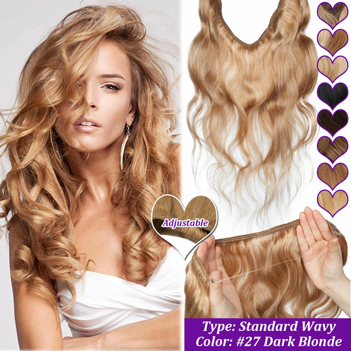 Invisible Wire Clip-In Human Hair Extensions - Thick & Natural Look