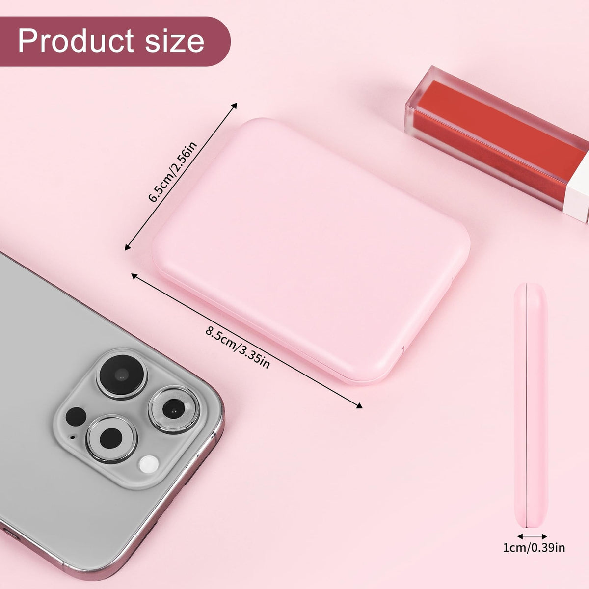 LED Compact Travel Makeup Mirror - 2-Sided 1X/3X Magnification, Pink Portable Folding Mirror