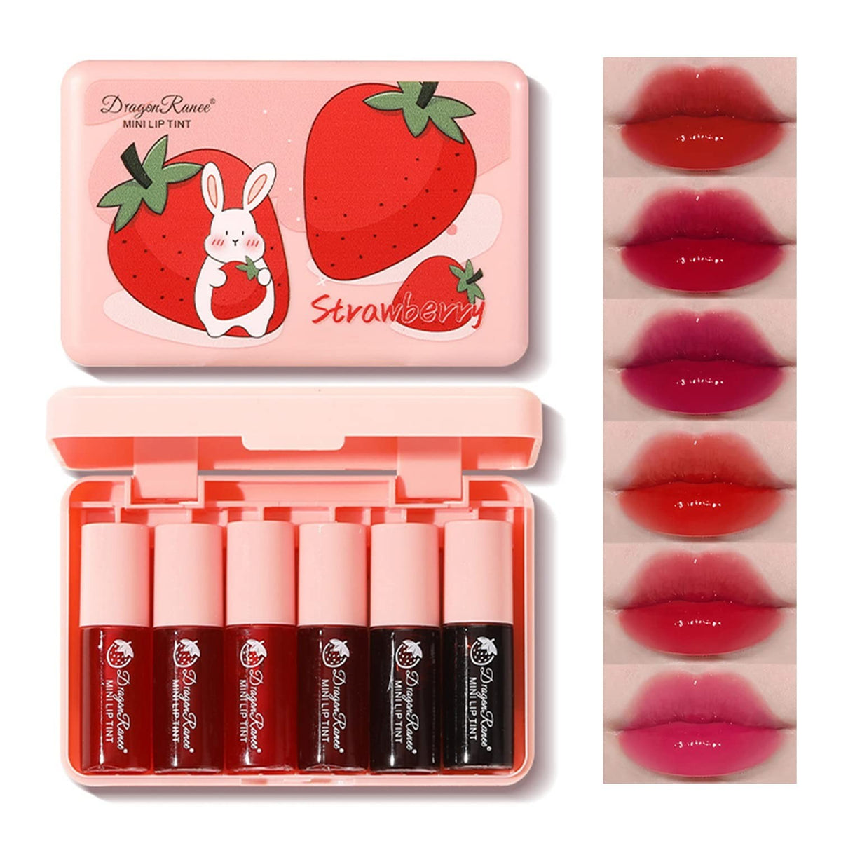 6-Color Lip Tint and Blush Set - Moisturizing Waterproof Long-Lasting Makeup