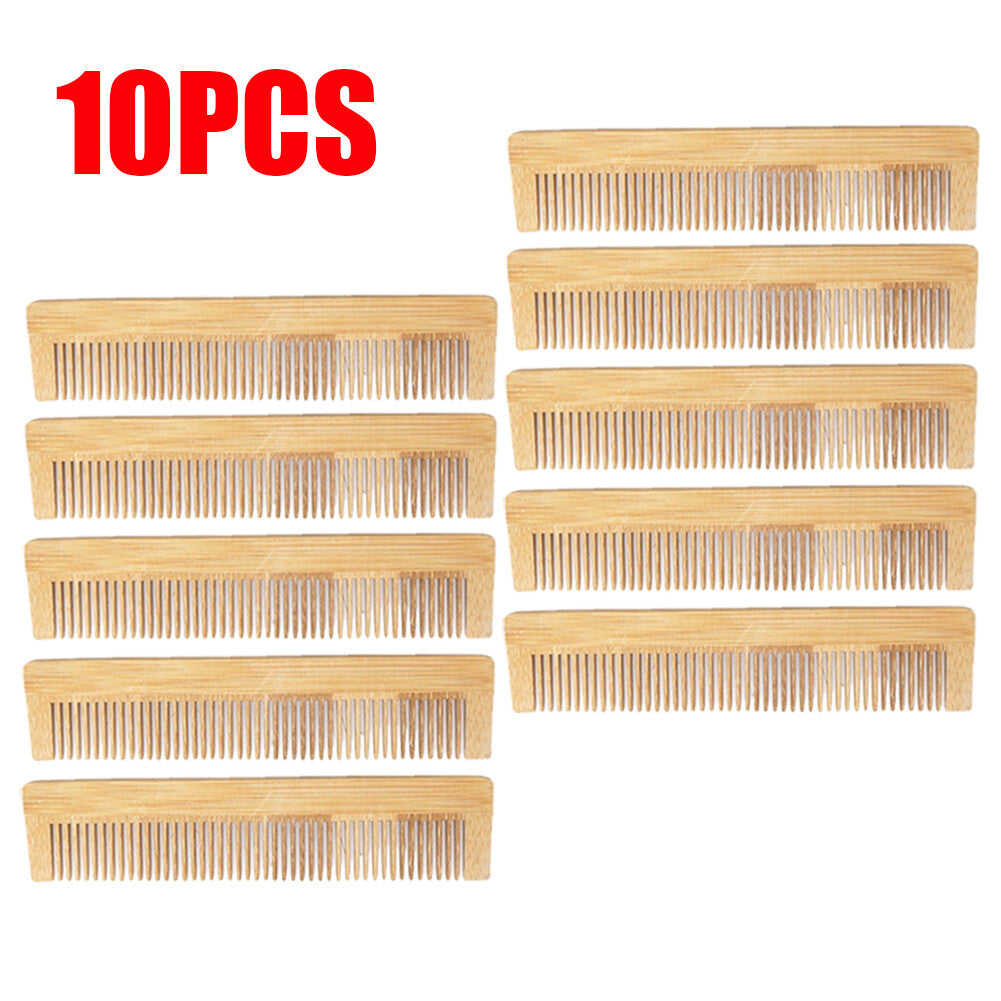 10PCS Wooden Hair Comb Set - Fine Tooth Detangling & Styling Combs