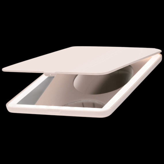 Mini Rechargeable Vanity Mirror with LED & Magnifiers - Portable, Dimmable Light