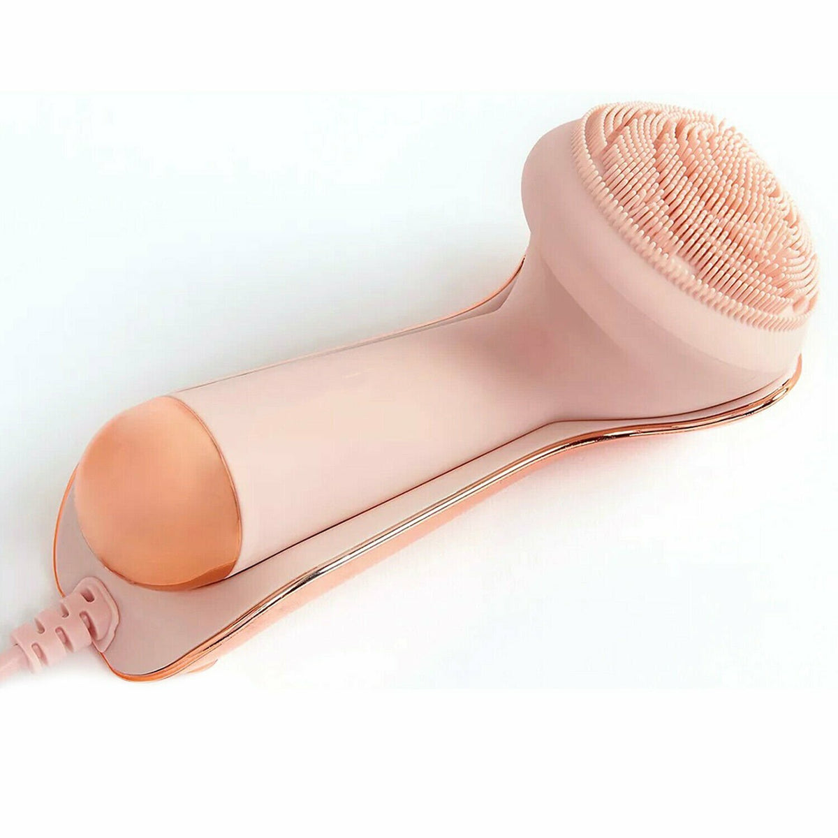 Silicone Facial Cleansing Brush with Charging Dock - Rose Gold