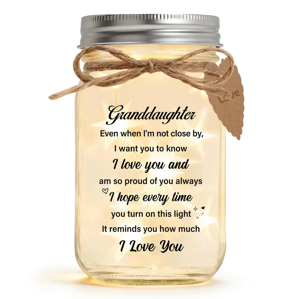 Mason Jar Night Light for Granddaughter - Unique Glass Decor with Star Effect