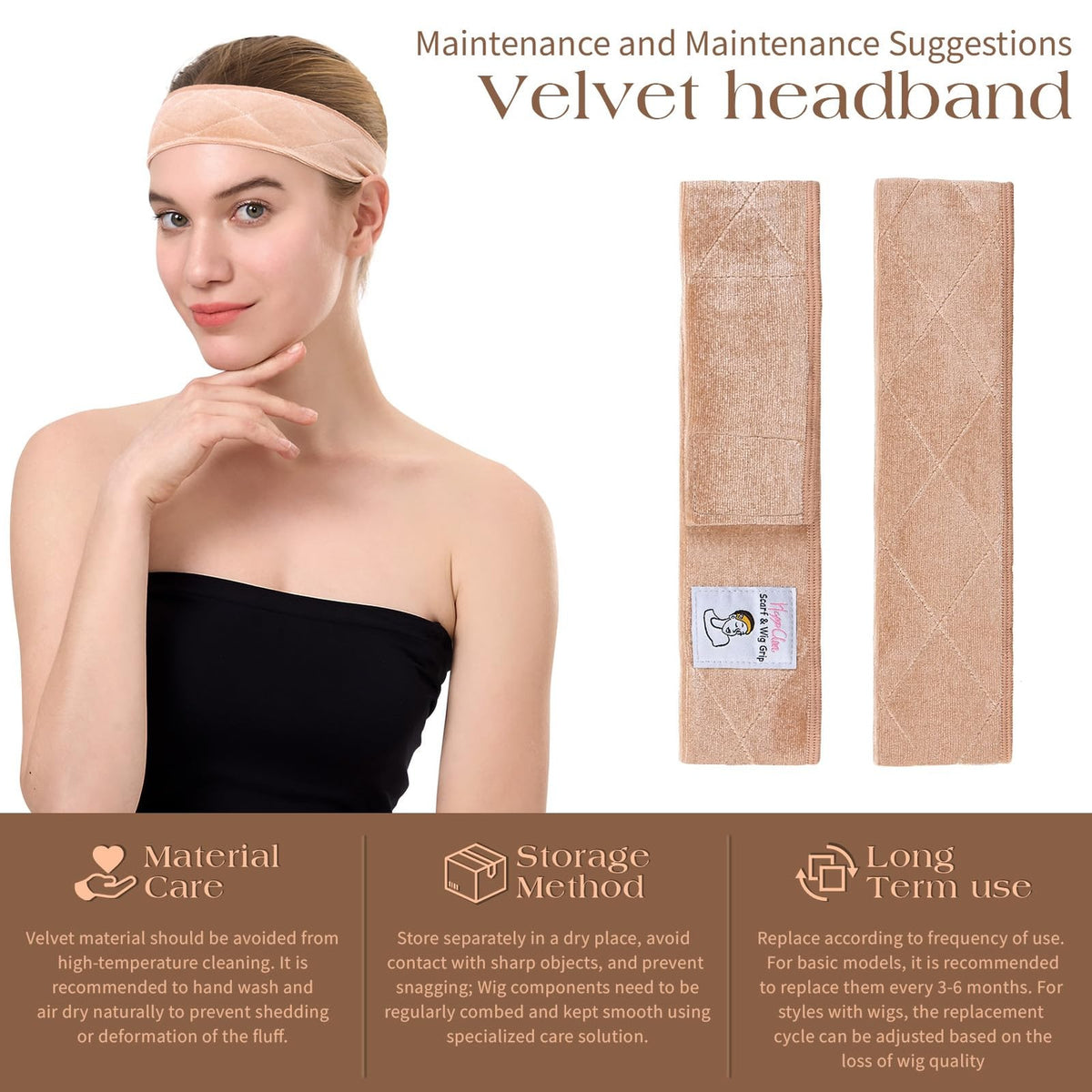 HappClan Wig Grip Band 2 Pack Velvet Non-Slip 1 Count (Pack of 2),