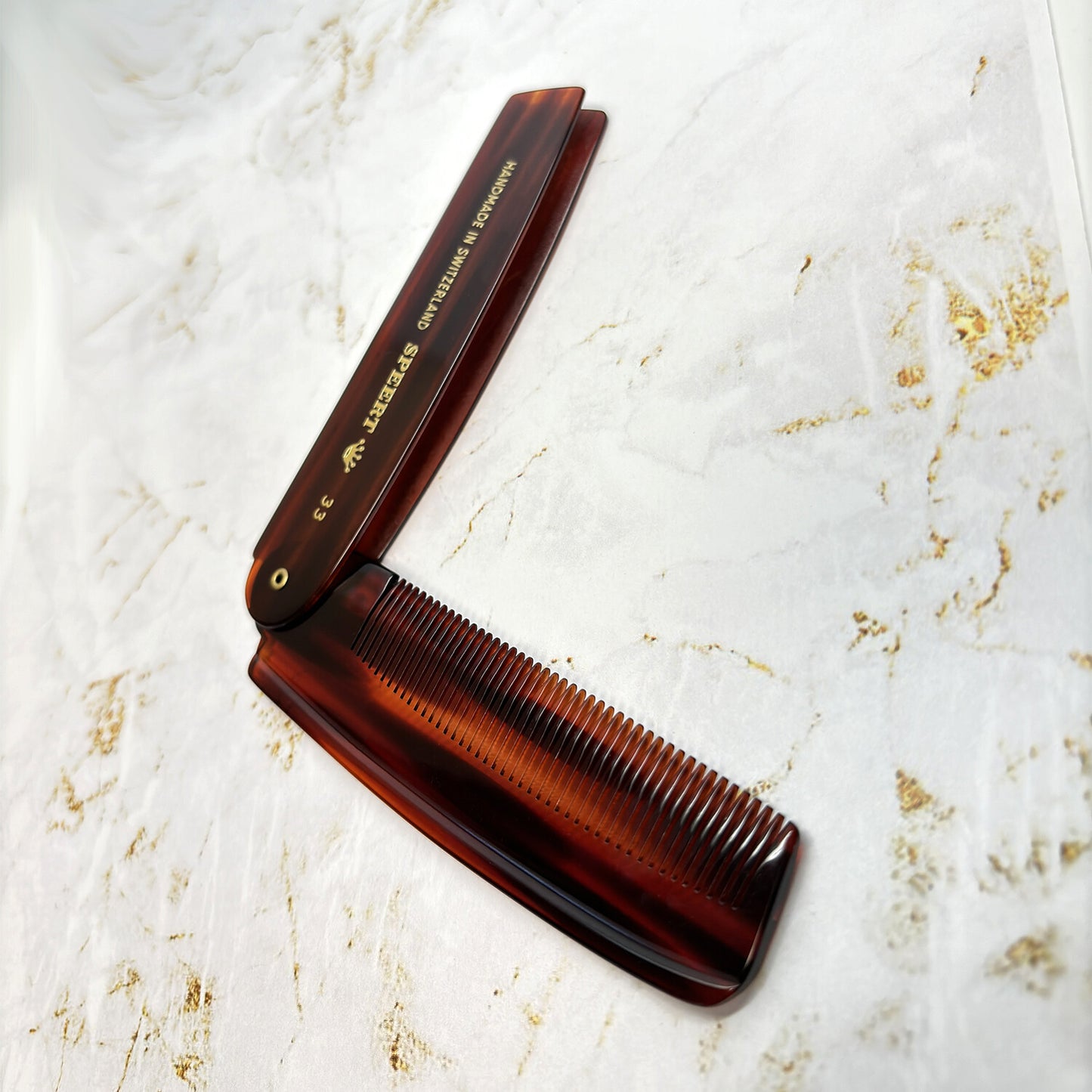 Handmade Swiss Tortoise Shell Folding Comb - 4.125 Inches, Havana Brown
