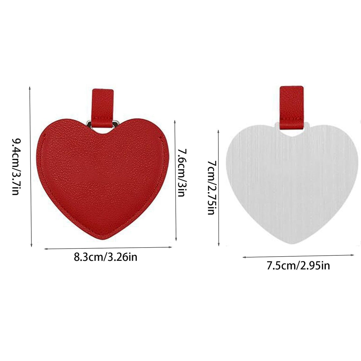 Mini Heart Shaped Stainless Steel Travel Mirror Set with PU Leather Cover - Compact & Shatterproof
