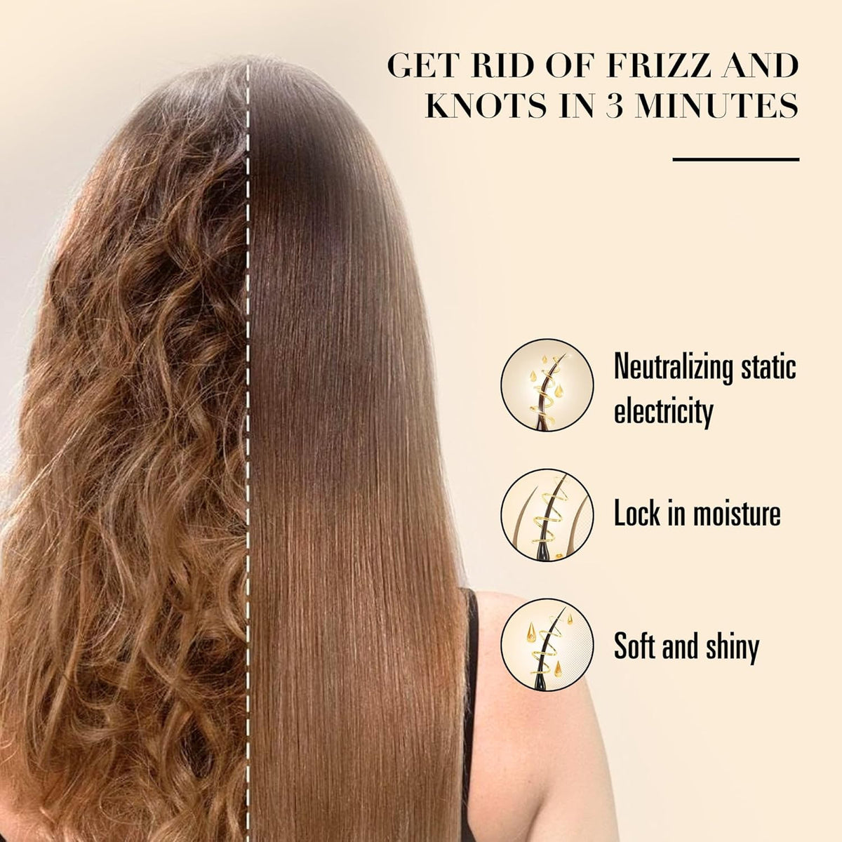Bamboo Paddle Hair Brush with Steel Bristles for Detangling & Frizz Control