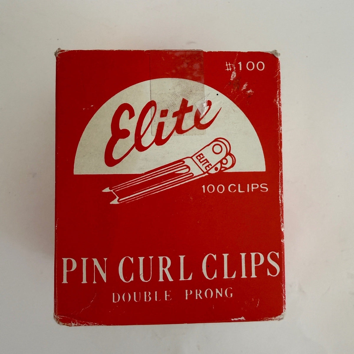Vintage Elite Pin Curl Clips Double Prong #100 Original Box Hair