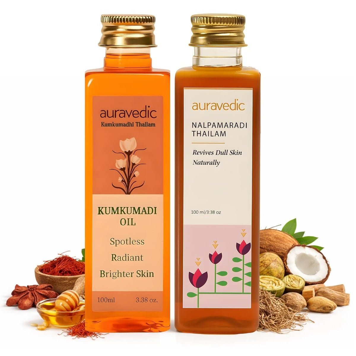 Natural Kumkumadi & Nalpamaradi Thailam - Lightweight Face Body Oil