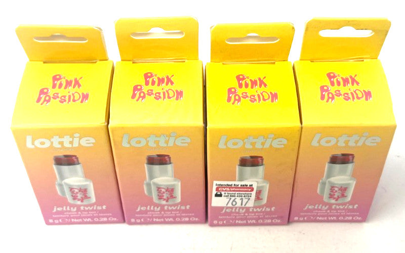 Lottie Jelly Twist Cheek & Lip Tint Duo - Pink Passion (4 Pack, 0.28 oz Each) Sealed