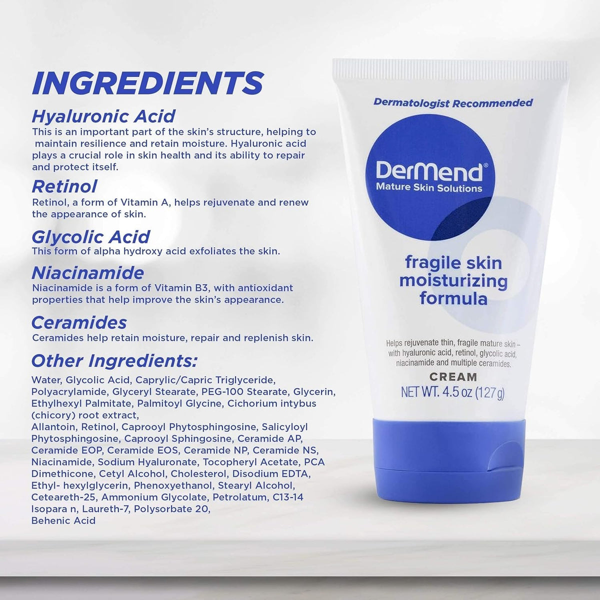 DerMend Fragile Skin Moisturizing Formula Cream 4.5 Oz. Daily Unisex