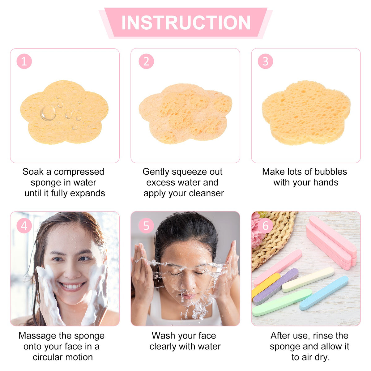 120 Count Compressed Facial Scrub Pads White - Reusable PVA Sponges for Skincare & Cleaning