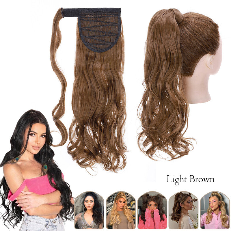 Mega Thick Wrap-On Ponytail Extensions - Natural Human Hair, Curly Wavy Straight