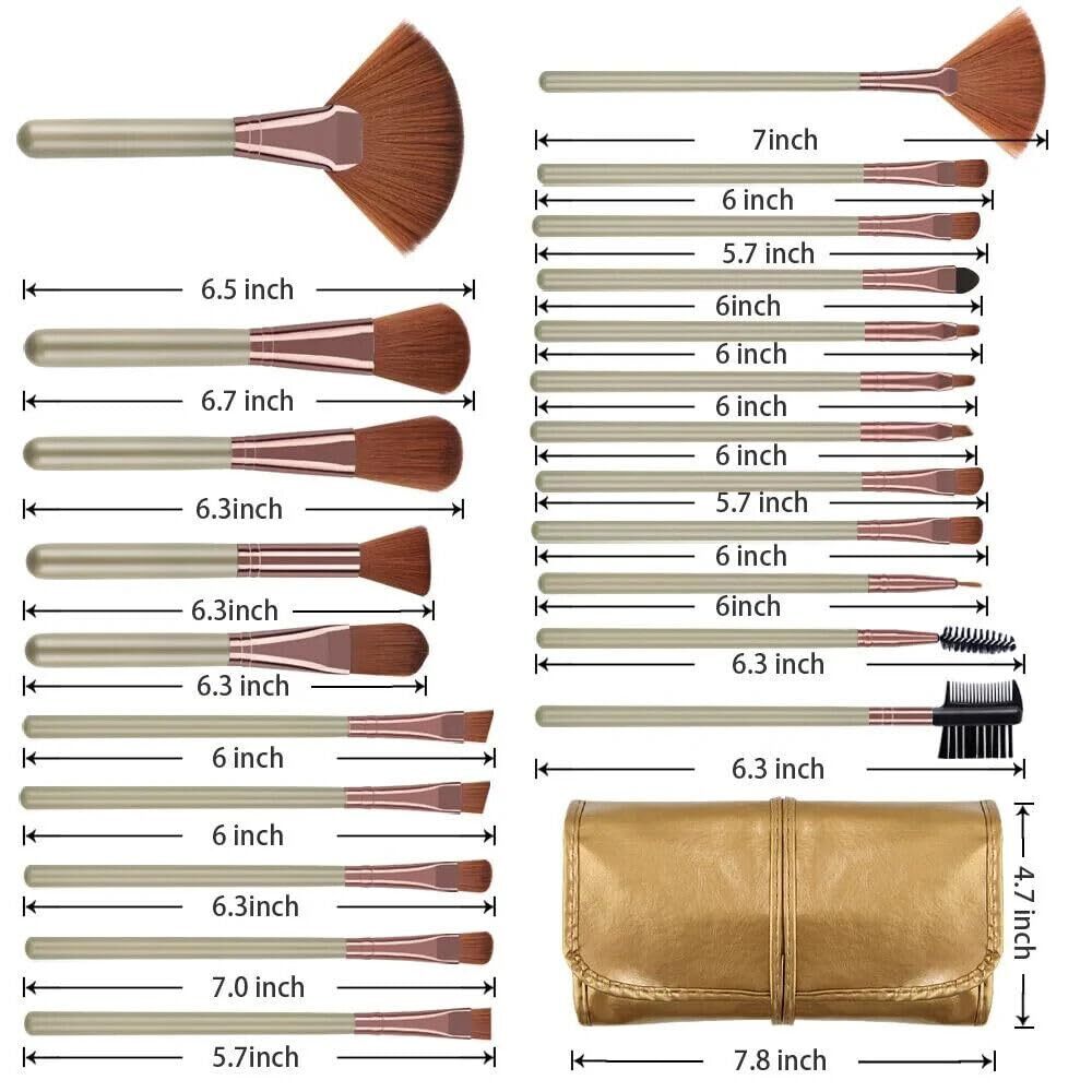 22Pcs Professional Makeup Brush Set with Case - Powder, Foundation, Eyebrow & Blush Brushes