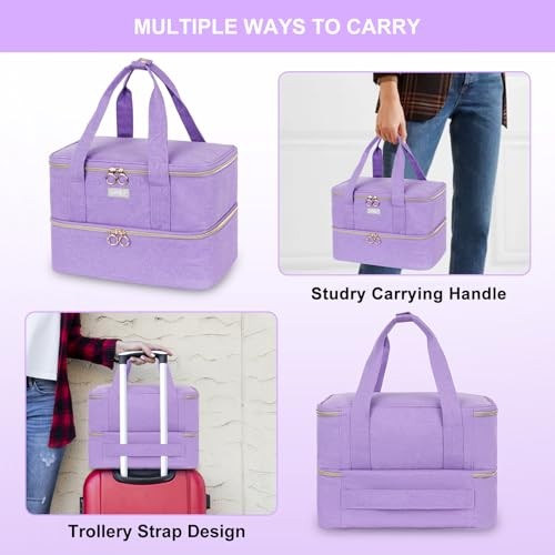 Travel Nail Polish Organizer Bag for 40+ Bottles - Purple Heavy Duty Nylon