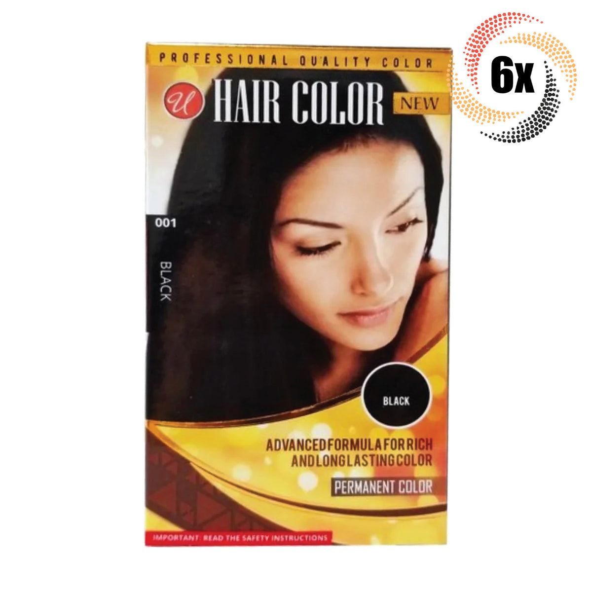 Black Permanent Hair Dye - 6 Pack