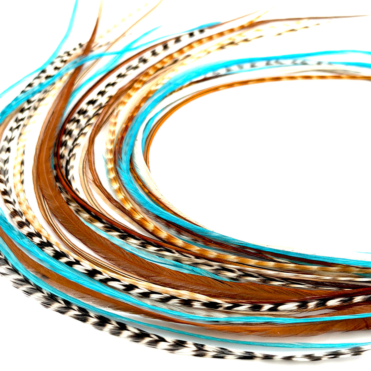 Natural Rooster Feather Hair Extensions 21 pcs - Boho Festival Style, 9-14 Inch Length