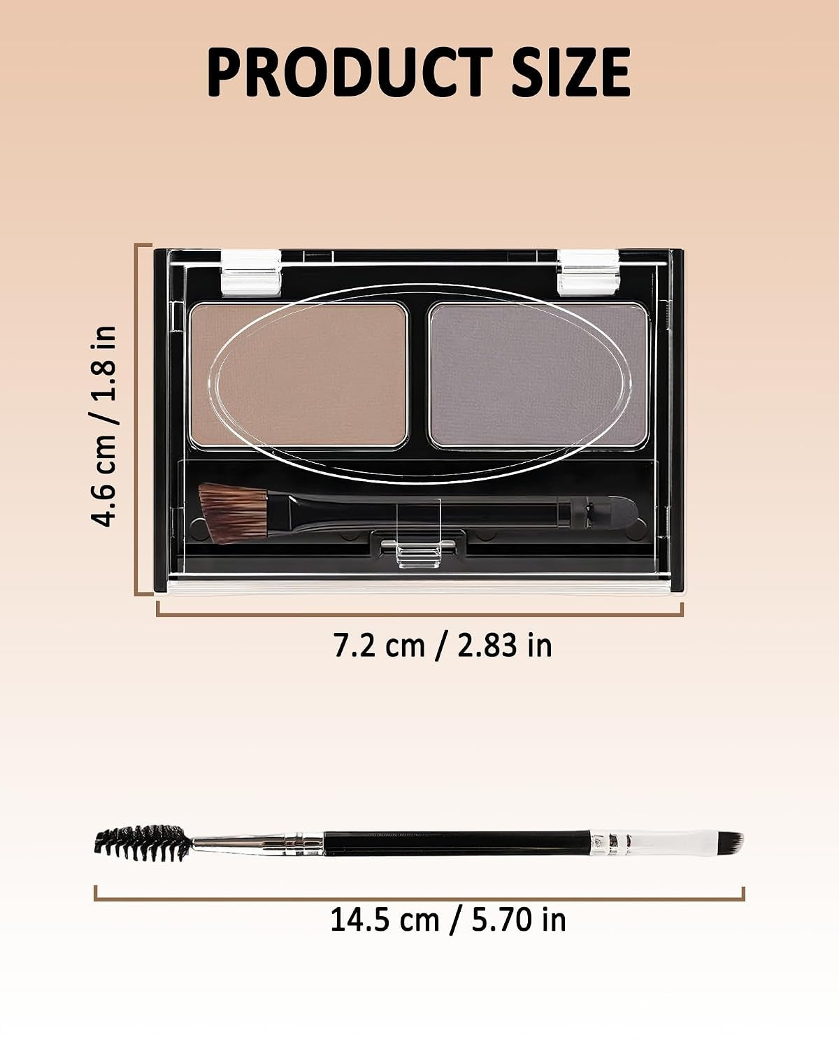 Waterproof Eyebrow Powder Palette - Light Brown and Grey for Natural, Long-Lasting Brows